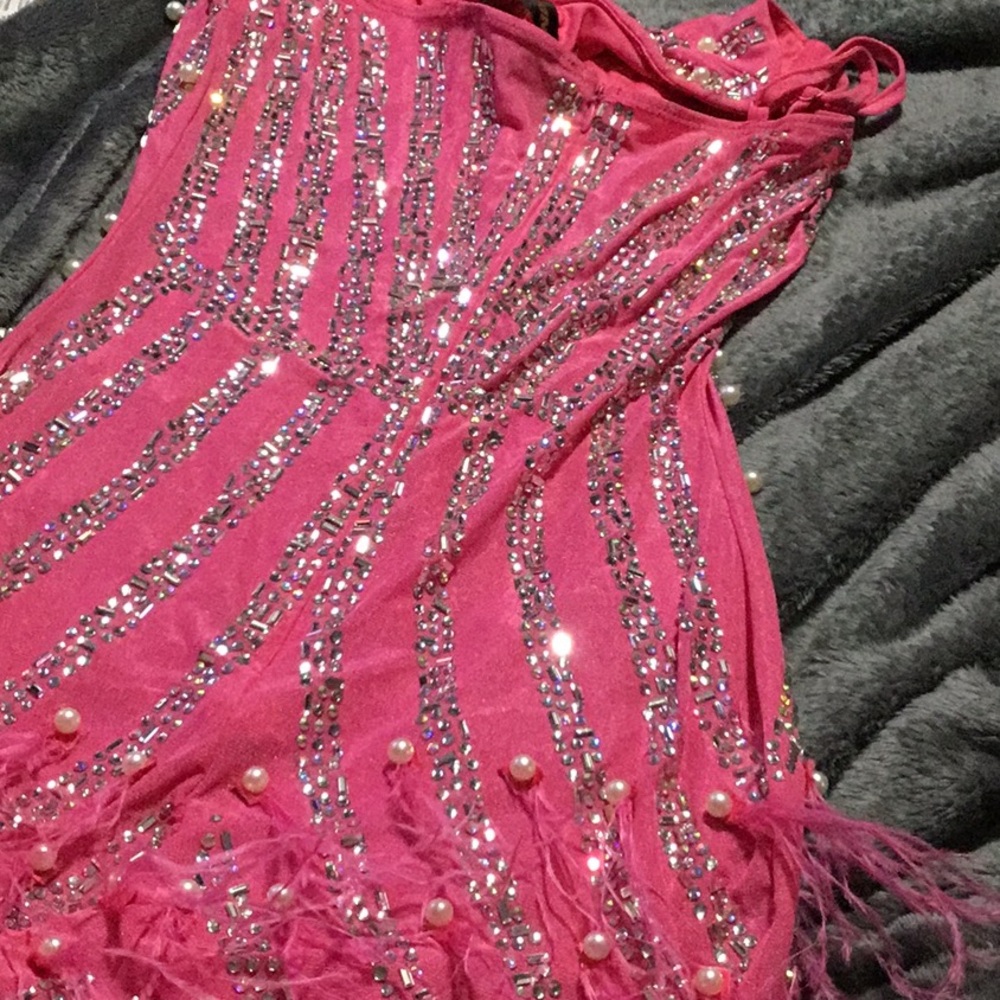 Fashion Nova Vibrant Pink Beaded Mini Dress - Picture 13 of 14